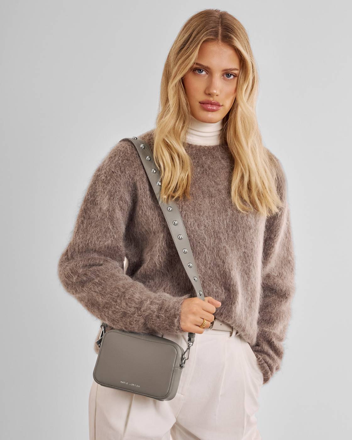Katie Loxton Avery Small Crossbody Bag Silver Mink Studded