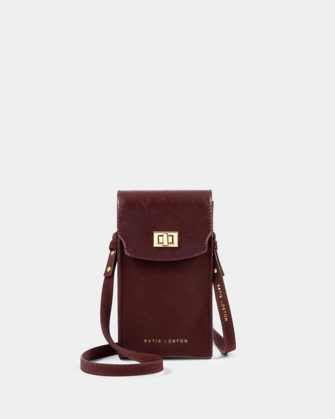 Katie Loxton Orin Twist Lock Slim Bag Cherry Suedette