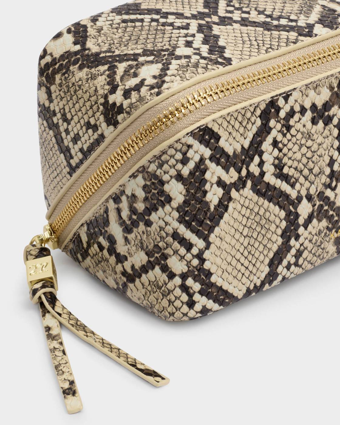 Katie Loxton Fold-Out Mirror Make Up Bag Faux Snake