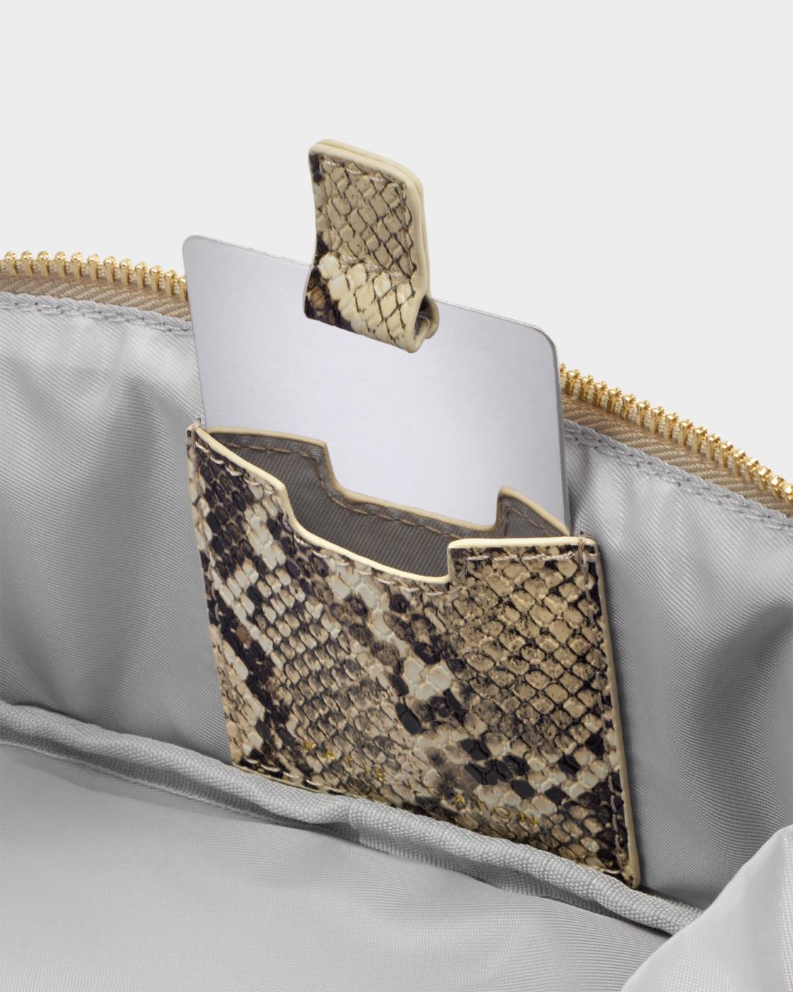 Katie Loxton Fold-Out Mirror Make Up Bag Faux Snake