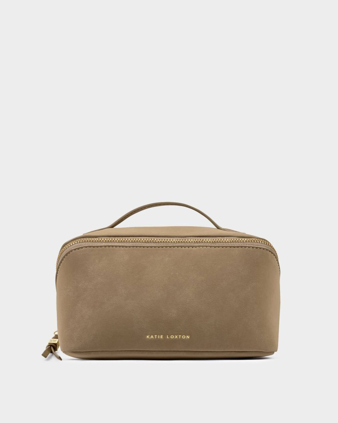 Katie Loxton Soho Medium Make Up & Wash Bag Taupe Suedette