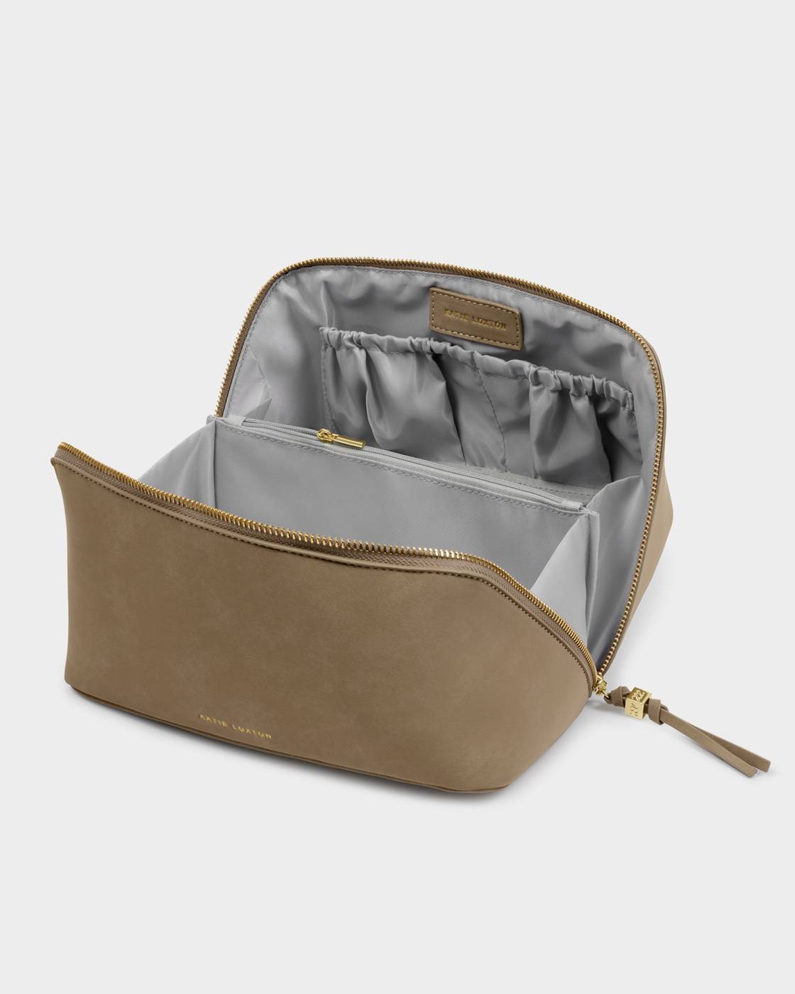Katie Loxton Soho Large Make Up & Wash Bag Taupe Suedette