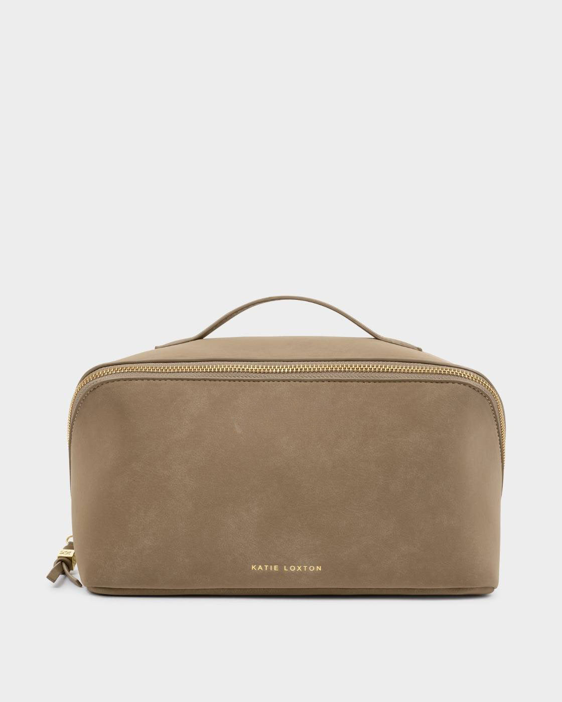 Katie Loxton Soho Large Make Up & Wash Bag Taupe Suedette