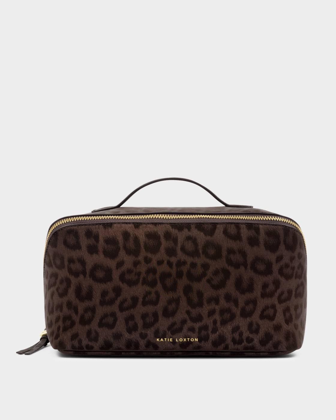 Katie Loxton Soho Large Make Up & Wash Bag Chocolate Leopard