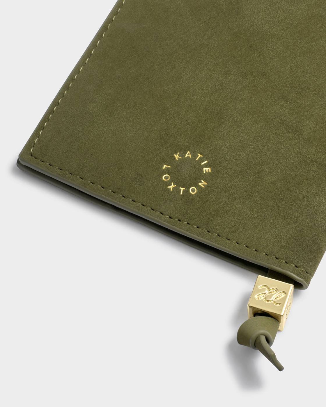 Katie Loxton Travel Passport Cover Collecting Dreams Olive Suedette