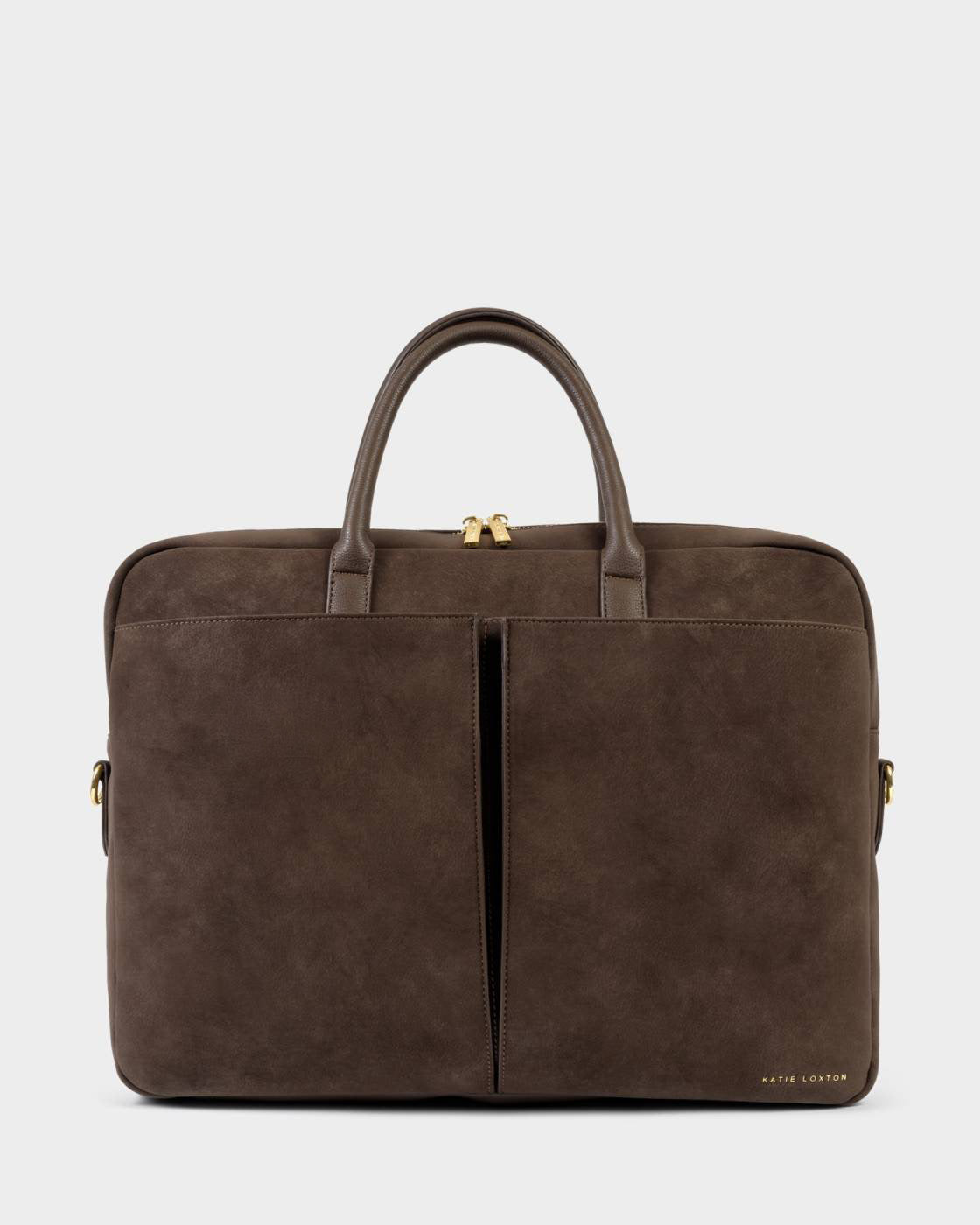 Katie Loxton City Laptop Bag Chocolate Suedette Chocolate