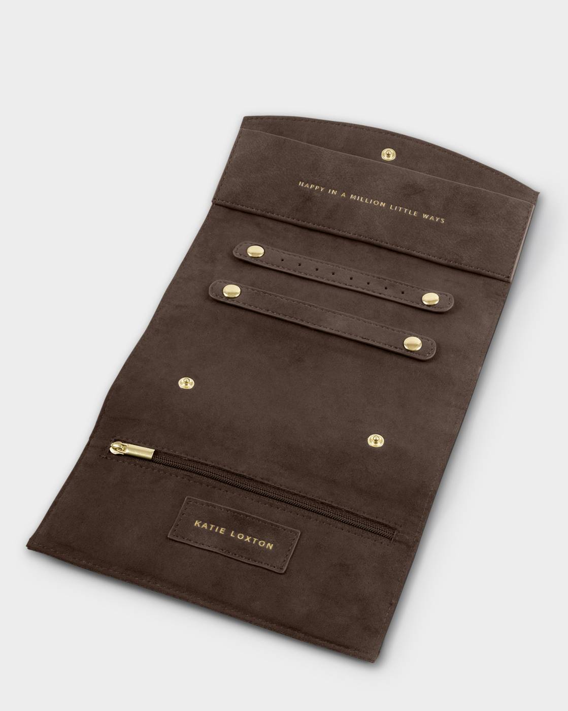 Katie Loxton Jewellery & Accessories Organiser Happy In A Million Little Ways Chocolate Suedette
