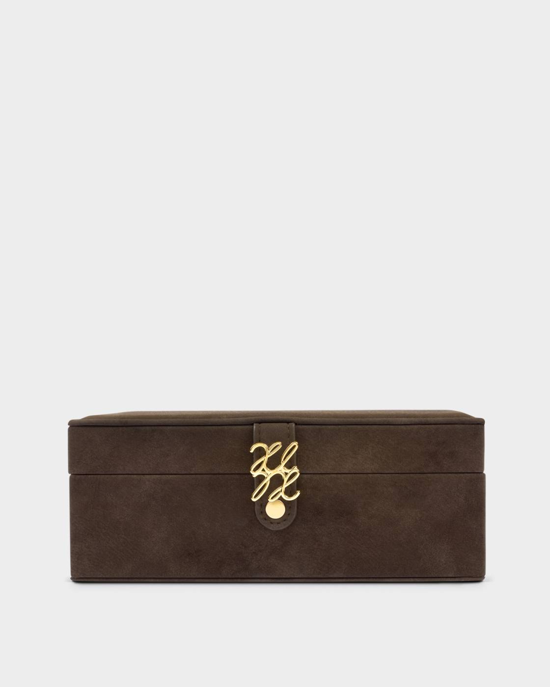 Katie Loxton Large Signature Jewellery Box Chocolate Suedette