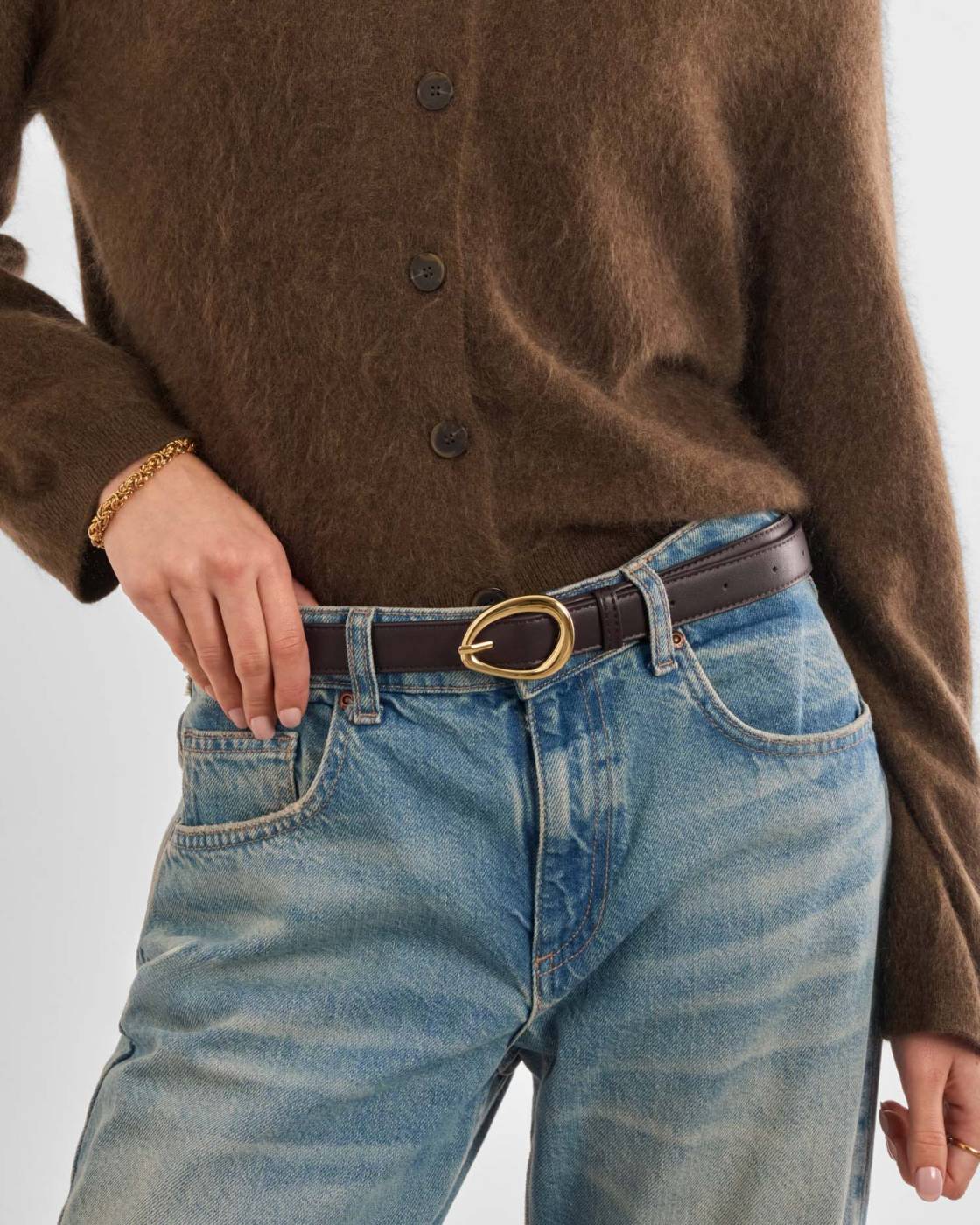 Katie Loxton Organic Buckle Belt Bitter Chocolate