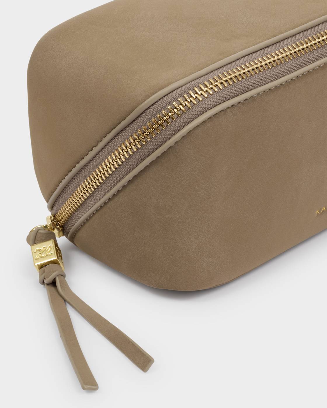 Katie Loxton Fold-Out Mirror Make Up Bag Taupe Suedette