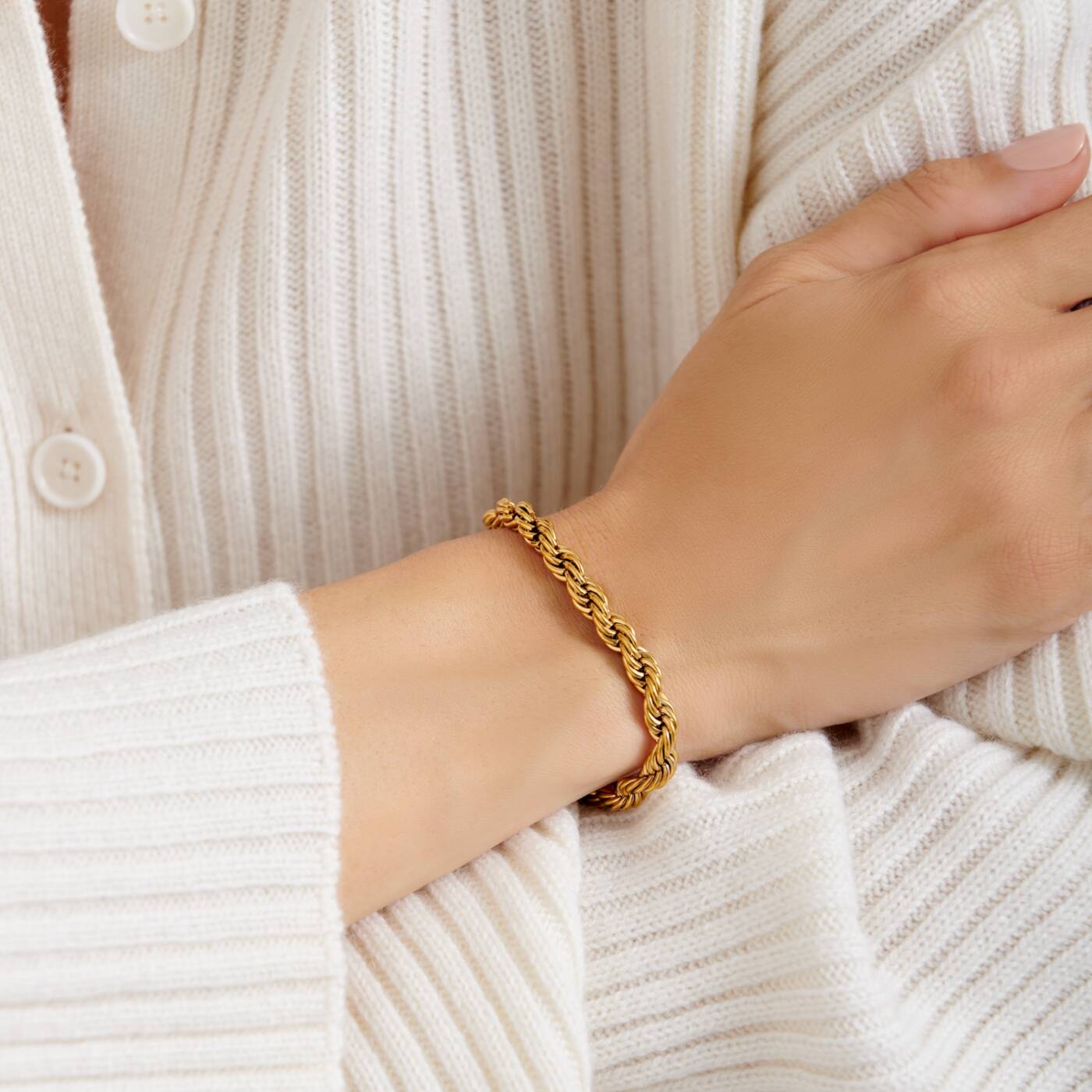 Katie Loxton Reine Waterproof Gold Rope Bracelet 18cm