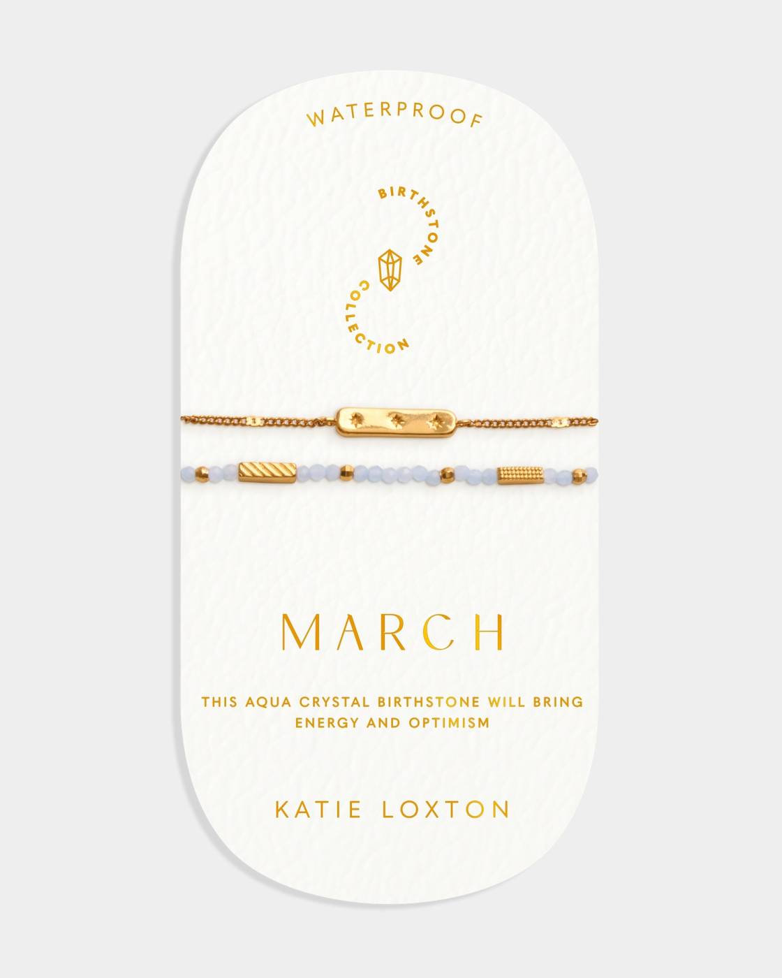 Katie Loxton Birthstone Bracelet March Aqua Crystal 18Cm