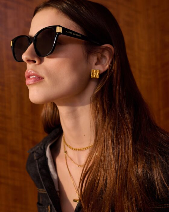 Katie Loxton Taya Woven Oversized Stud Earrings Gold Coated