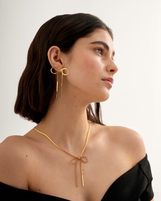 Katie Loxton Amelie Bow Oversized Earrings Gold Coated