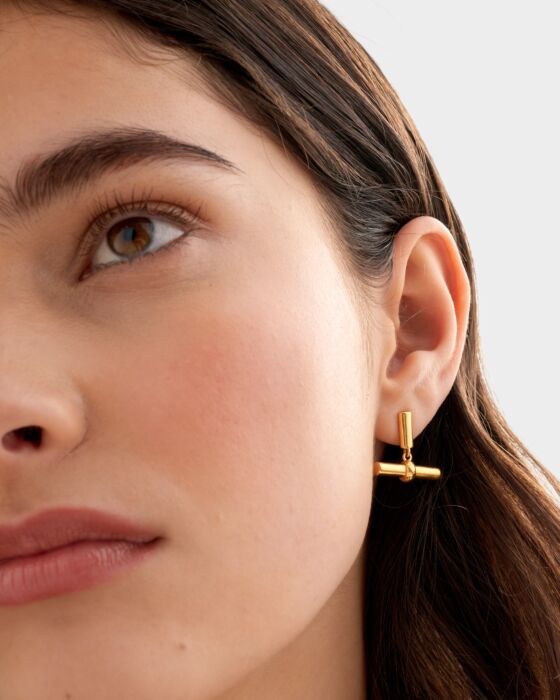 Katie Loxton Themis Waterproof Gold T-Bar Earrings