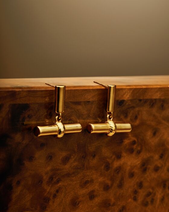 Katie Loxton Themis Waterproof Gold T-Bar Earrings