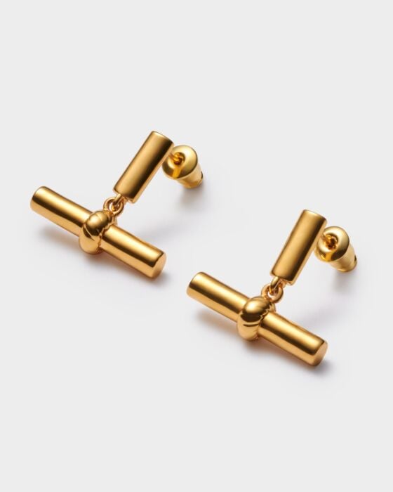 Katie Loxton Themis Waterproof Gold T-Bar Earrings