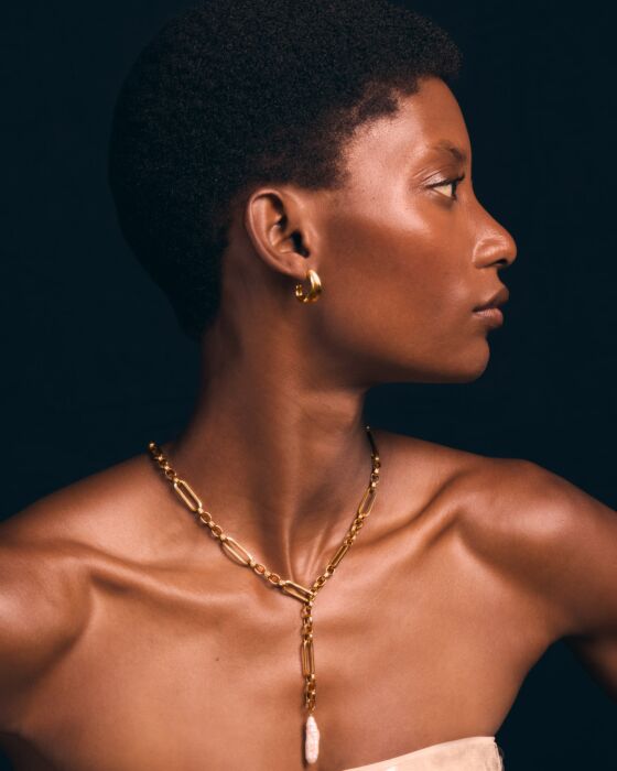 Katie Loxton Allure Pearl Lariat Necklace Gold Coated