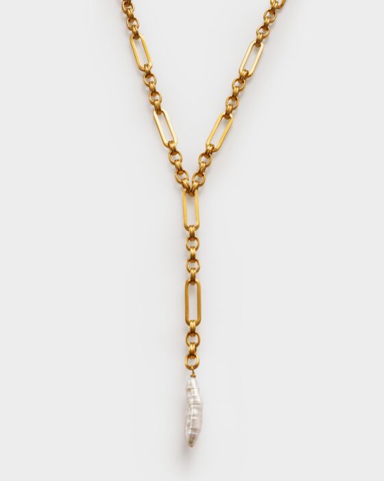 Katie Loxton Allure Pearl Lariat Necklace Gold Coated