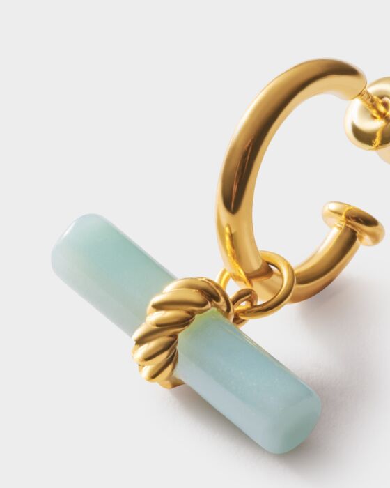 Katie Loxton Azura Waterproof Gold T-Bar Hoop Earrings