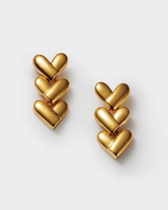 Katie Loxton Heart Link Waterproof Gold Earrings
