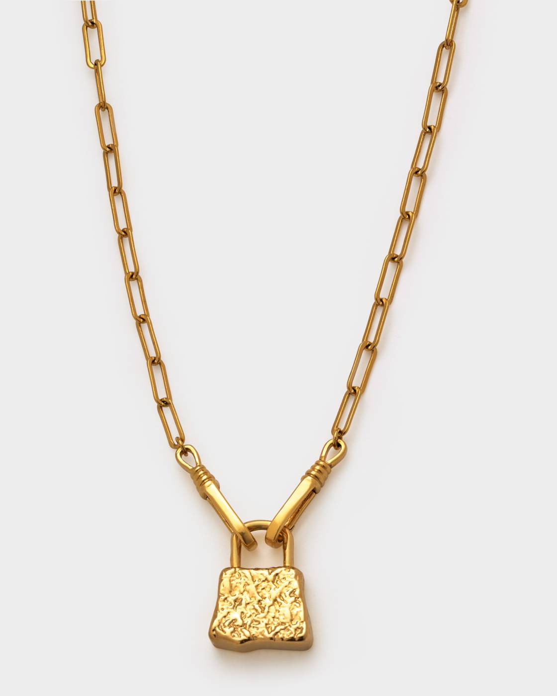 Katie Loxton Luxe Lock Necklace Gold Coated 45cm
