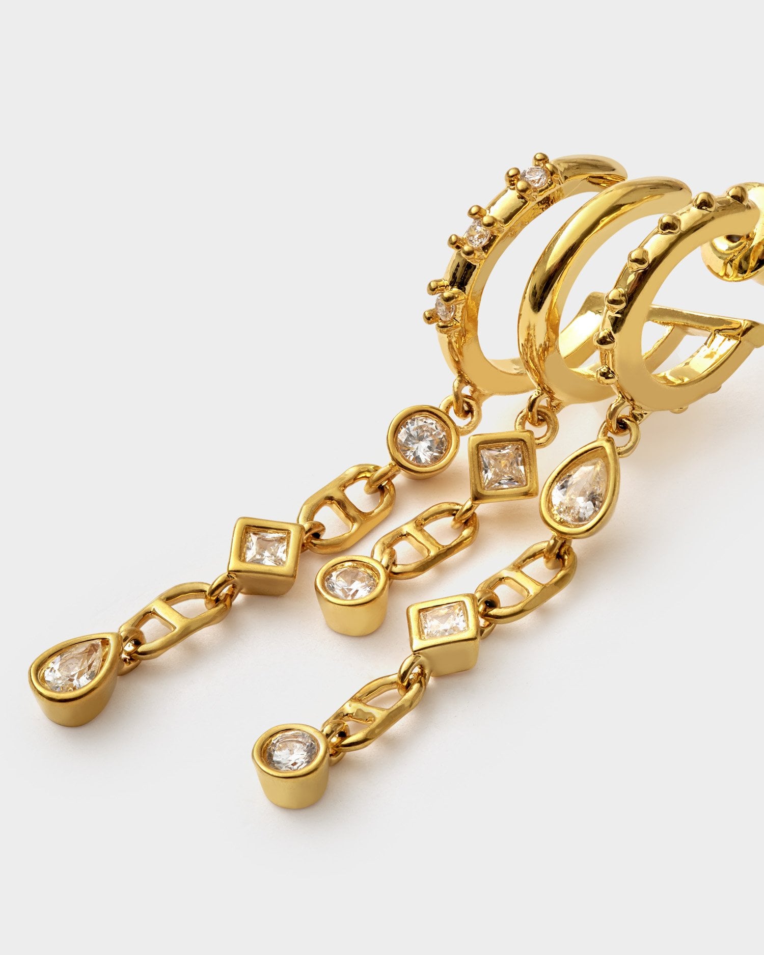 Katie Loxton Champagne Hour Drop Hoop Earrings Gold Coated