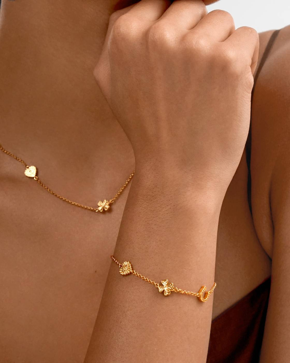 Katie Loxton Lucky Charm Bracelet Gold Coated 18cm