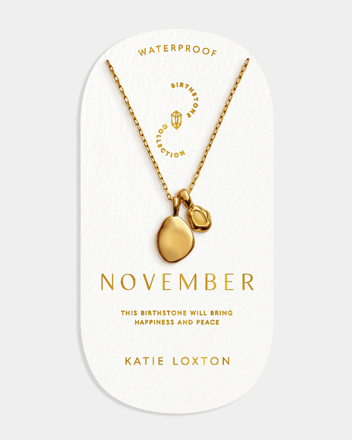 Katie Loxton Birthstone Necklace November Yellow Quartz