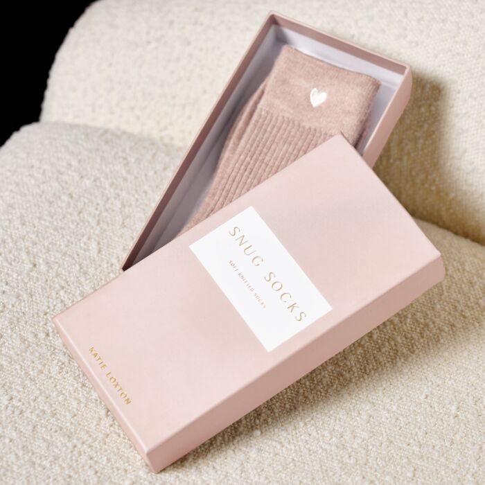 Katie Loxton Gift Boxed Socks Blush Pink One Size