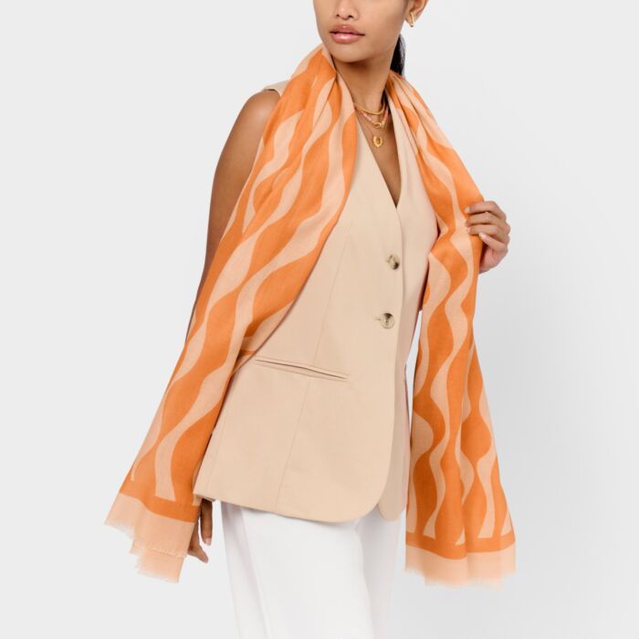 Katie Loxton Printed Scarf Ripple Wave Orange / Pink