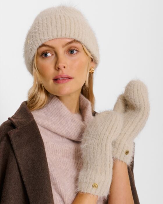 Katie Loxton Gift Boxed Hat And Mitten Set Taupe