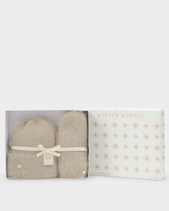 Katie Loxton Gift Boxed Hat And Mitten Set Taupe