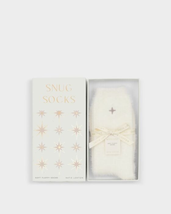 Katie Loxton Gift Boxed Fluffy Socks Star Off White One Size