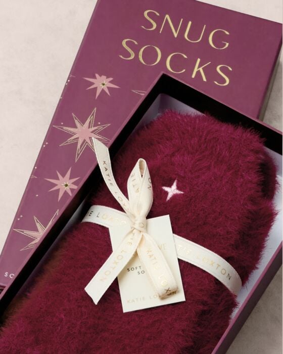 Katie Loxton Gift Boxed Fluffy Socks Star Cherry One Size