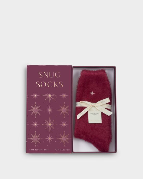 Katie Loxton Gift Boxed Fluffy Socks Star Cherry One Size