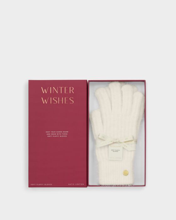 Katie Loxton Gift Boxed Soft Knit Gloves White