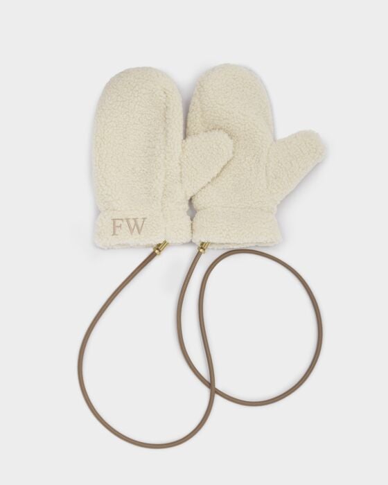 Katie Loxton Teddy Mittens With Cord Cream