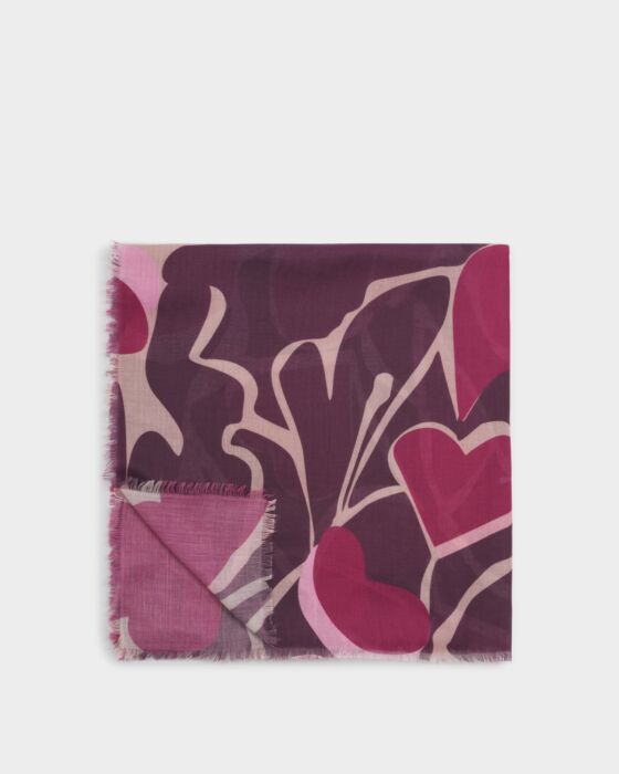 Katie Loxton Printed Scarf Organic Heart Cherry / Deep Red