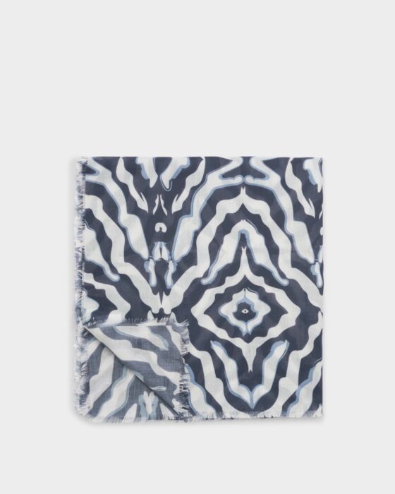 Katie Loxton Printed Scarf Kaleidoscope White / Navy