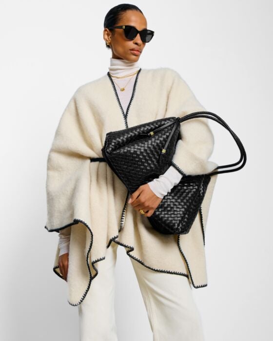 Katie Loxton Whipstitch Cape With Belt Cream