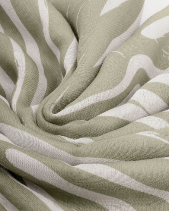 Katie Loxton Printed Scarf Waved Lines Sage & Off White