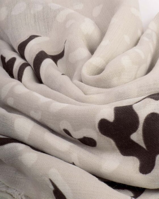 Katie Loxton Printed Foil Scarf Animal Light Taupe