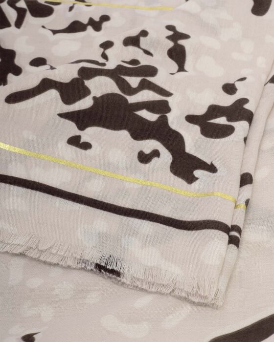 Katie Loxton Printed Foil Scarf Animal Light Taupe