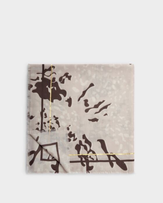 Katie Loxton Printed Foil Scarf Animal Light Taupe