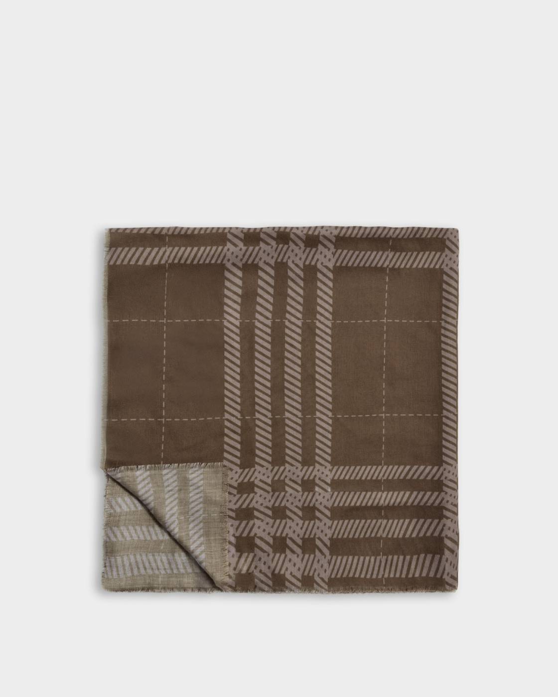 Katie Loxton Printed Scarf Check Dark Brown/Taupe