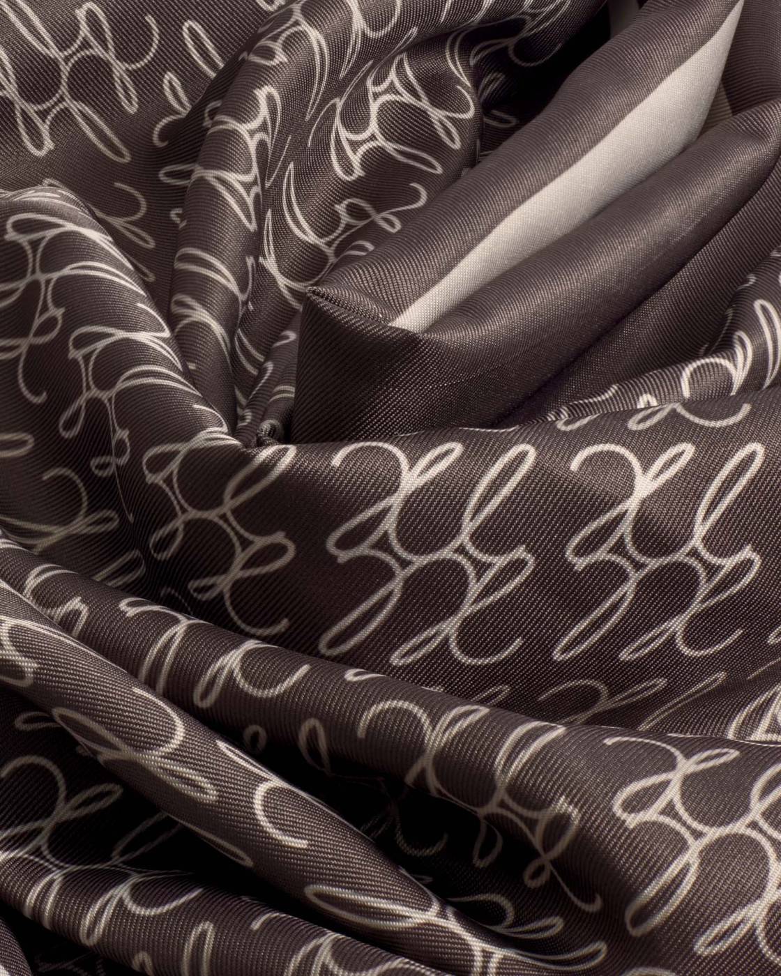 Katie Loxton Satin Multiway Scarf Kl Script Logo Chocolate/Taupe/Off White