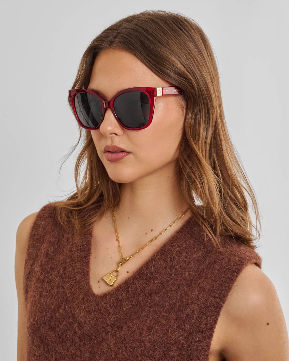 Katie Loxton Mykonos Sunglasses Transparent Dark Cherry