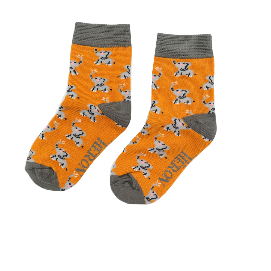 Mr Heron Boys Elephants Socks Yellow 4-6Y