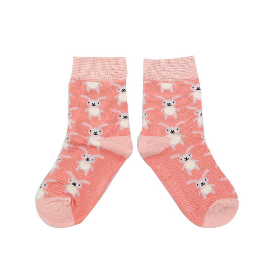 Girls Rabbits Socks Coral 2-3Y